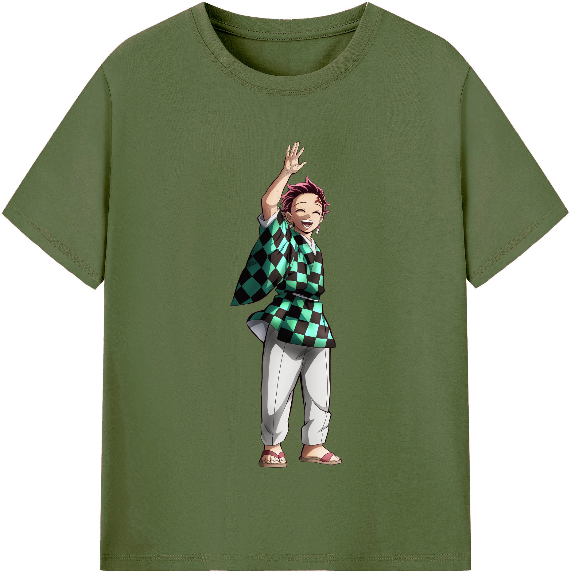 （画像用） 鬼滅の刃 竈門 炭治郎／かまど たんじろう Kamado Tanjirou 綿100％半袖Tシャツ（フロントプリント）